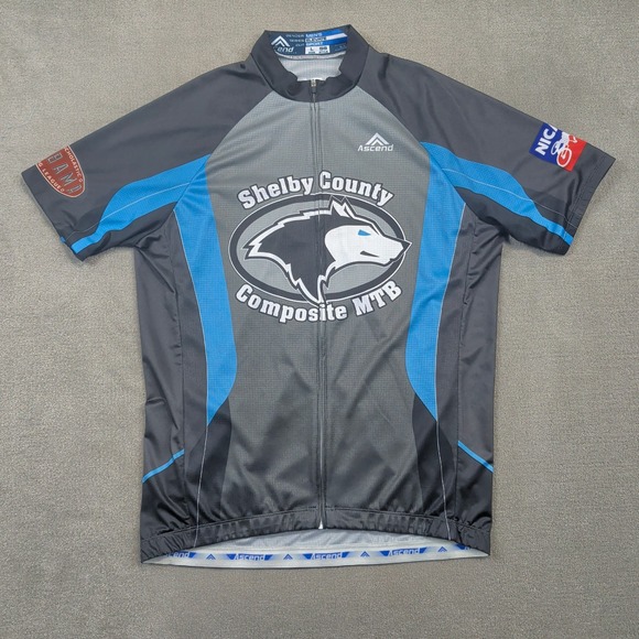 Ascend Cycling Jersey Mens Large Gray Blue Shelby County Composite MTB NICA — photo 2